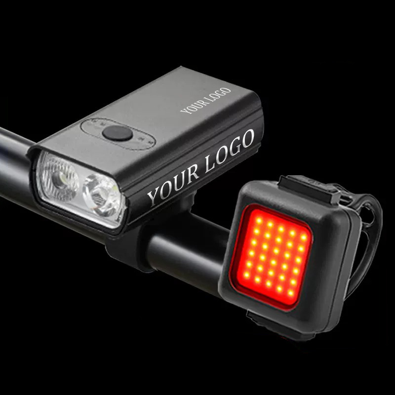 LED Fahrradbeleuchtung Set vorne und hinten als Werbeartikel bedrucken lassen - Fahrradlicht personalisiert